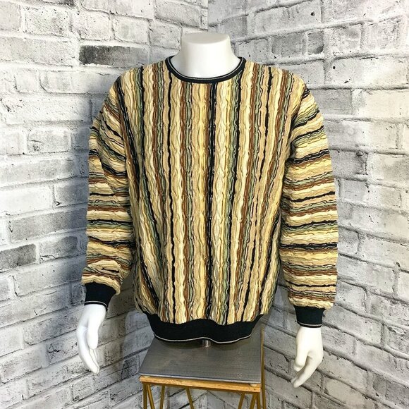 Vintage 90s Tundra 3D Knit Crewneck Grandpa Dad Sweater